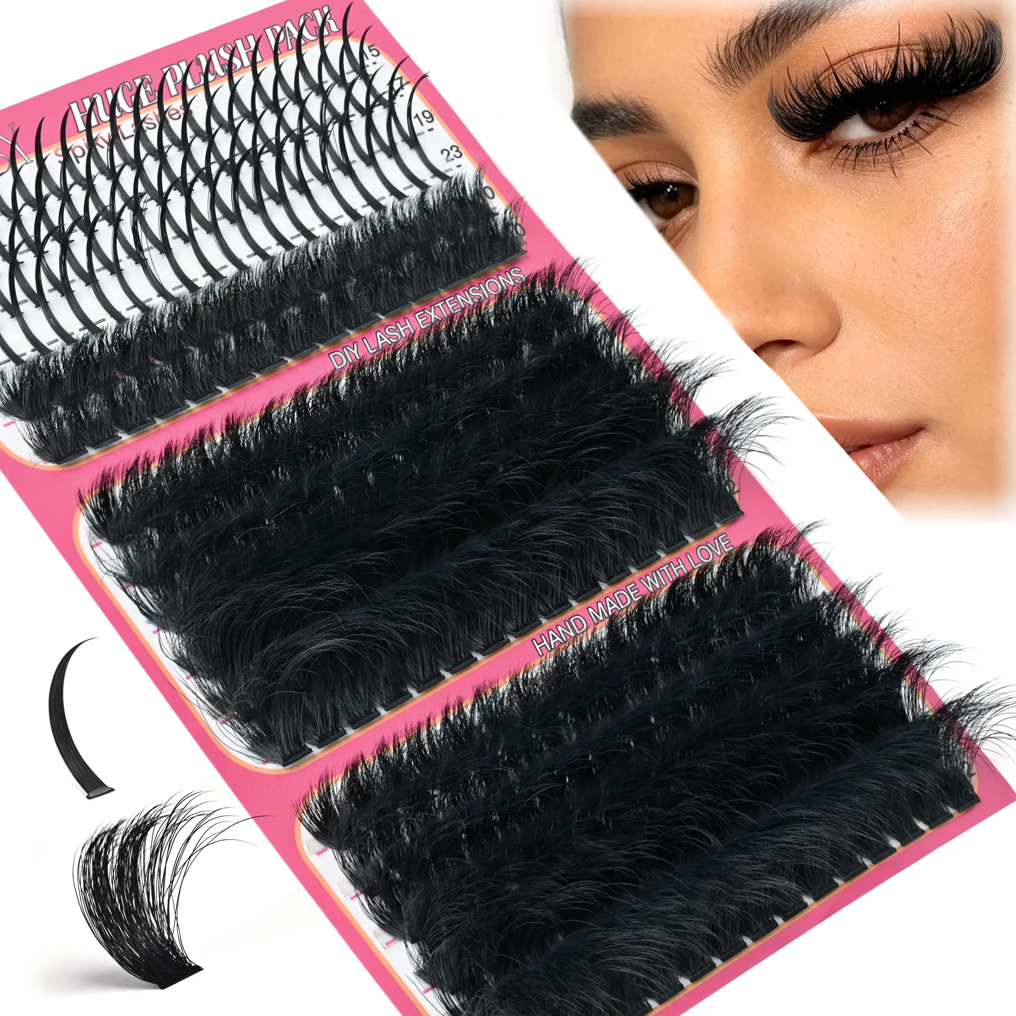 Volume Lash Clusters With Spikes 260D Fluffy Lashes For Mega Makeup Fairy Eyelash Extensions D Curve Spiky Eyelashes DIY Salon Level Lash Extensions 260D Thick Cosmetic Cluster Lashes By Hiklasy