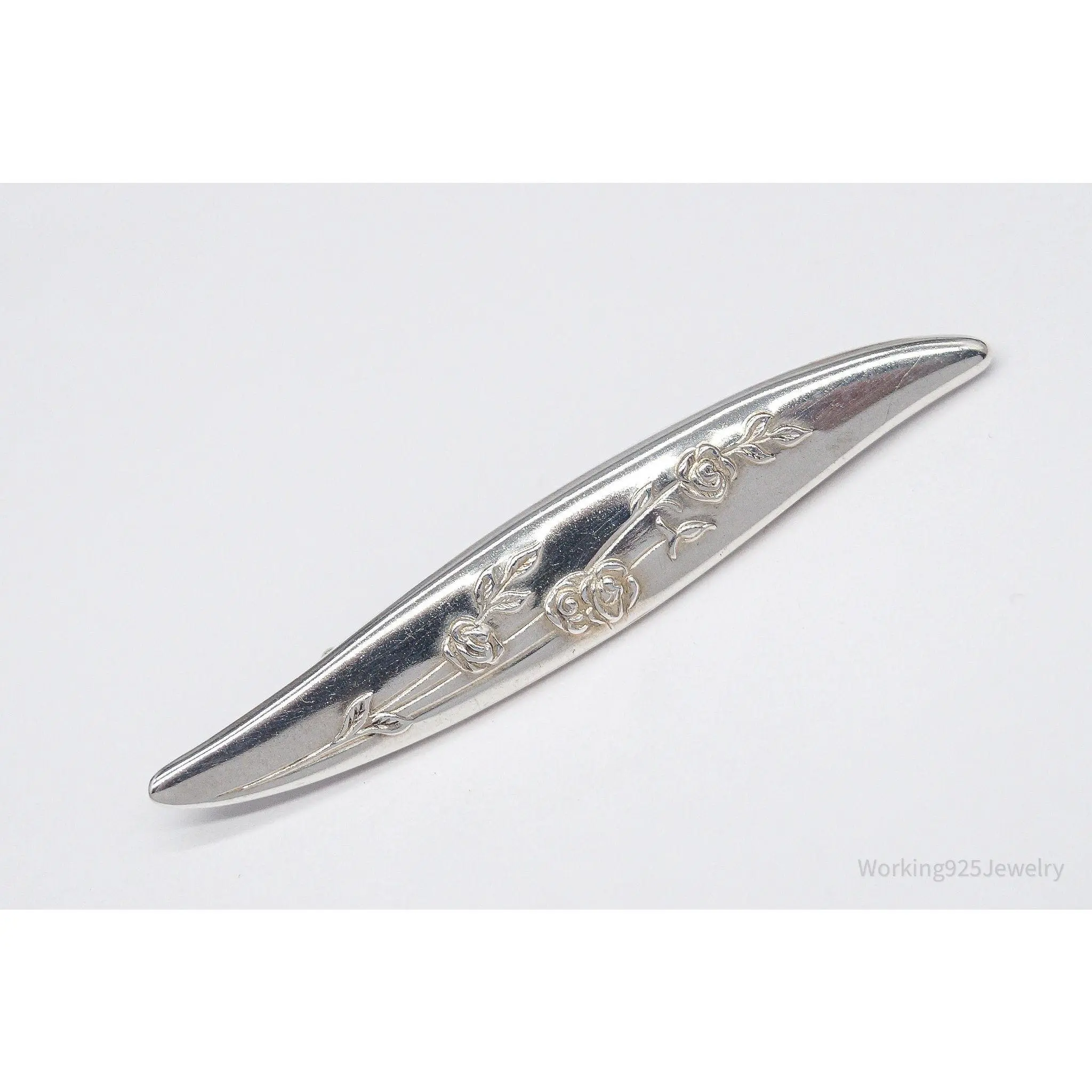 Antique Floral Silver Brooch Pin