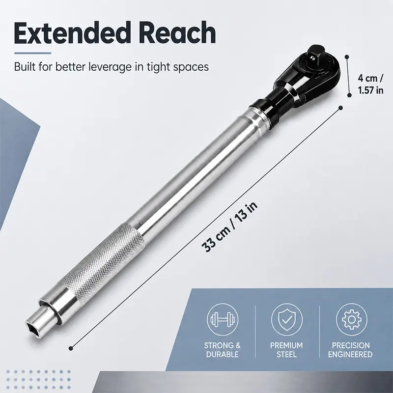 1/2" Drive Offset Extension Wrench - 3-in-1 Multiuse Chrome-Moly Steel Hex Body Tool, Compatible with Impact Drivers & Ratchets for Tight Access Spaces