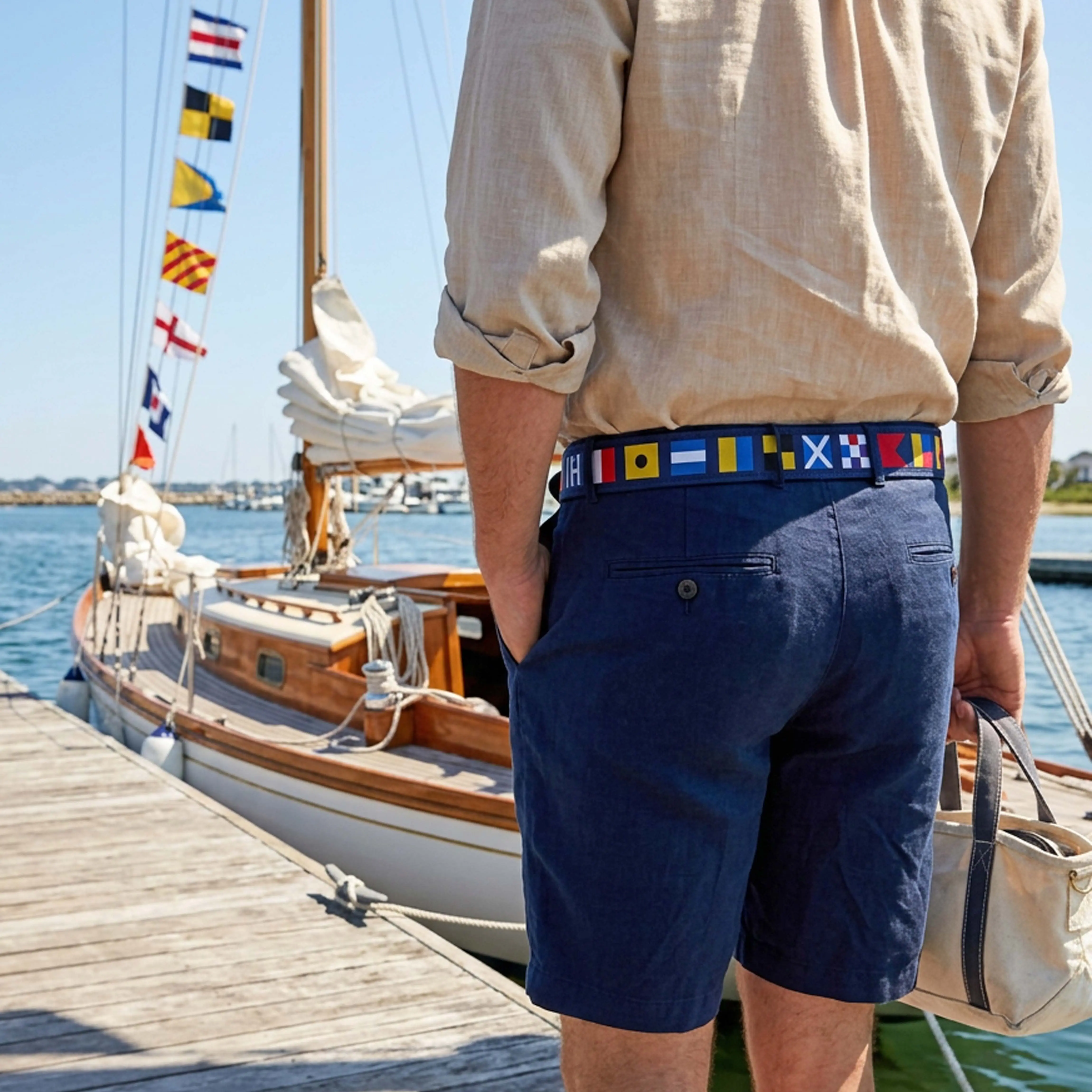 SoliVisk Nautical Code Signal Flag Men’s Leather Tab Belt
