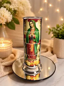 NORELD Virgen de Guadalupe 4-Piece Espresso Cup Set | 6 oz Ceramic Coffee Mugs with Stand