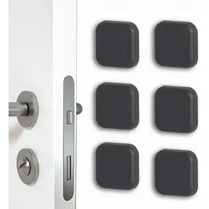 [6 Pack] [Black] Door Stoppers Wall Protector,  Door Bumper, Self-Adhesive Wall Shield, Door Slamming Silencer, Door Knob Guard for Home, Office, School
