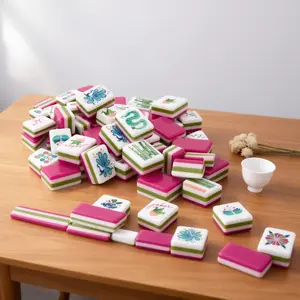 American Mahjong Tiles Set, 160pcs Engraved Tiles, Acrylic Mahjong Outdoor Entertainment Board Game for Camping & Hiking Activities