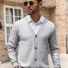 Men's Textured Knit Cardigan | Lightweight Sweaters | Lightweight V-Neck Button Up Sweater | Windproof Warm Thick Knit with Pockets | Casual Long Sleeve Fall Outwear | Relaxed Fit Boho Style | Knitwear