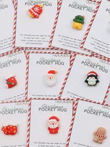 10pcs Christmas Cards with Resin Santa Claus Figurine, Fun Holiday Encouragement & Emotional Support Gifts for Friends Family Birthdays, Fun Party Cards
