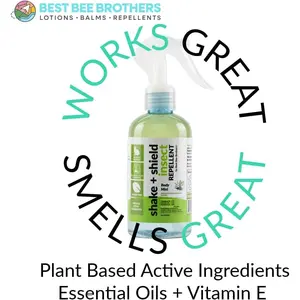 Best Bee Brothers Shake + Shield Tick & Mosquito Spray for Body – Non-Greasy Bug Spray Body Mist Made with Plant-Based Ingredients, 8 Oz.