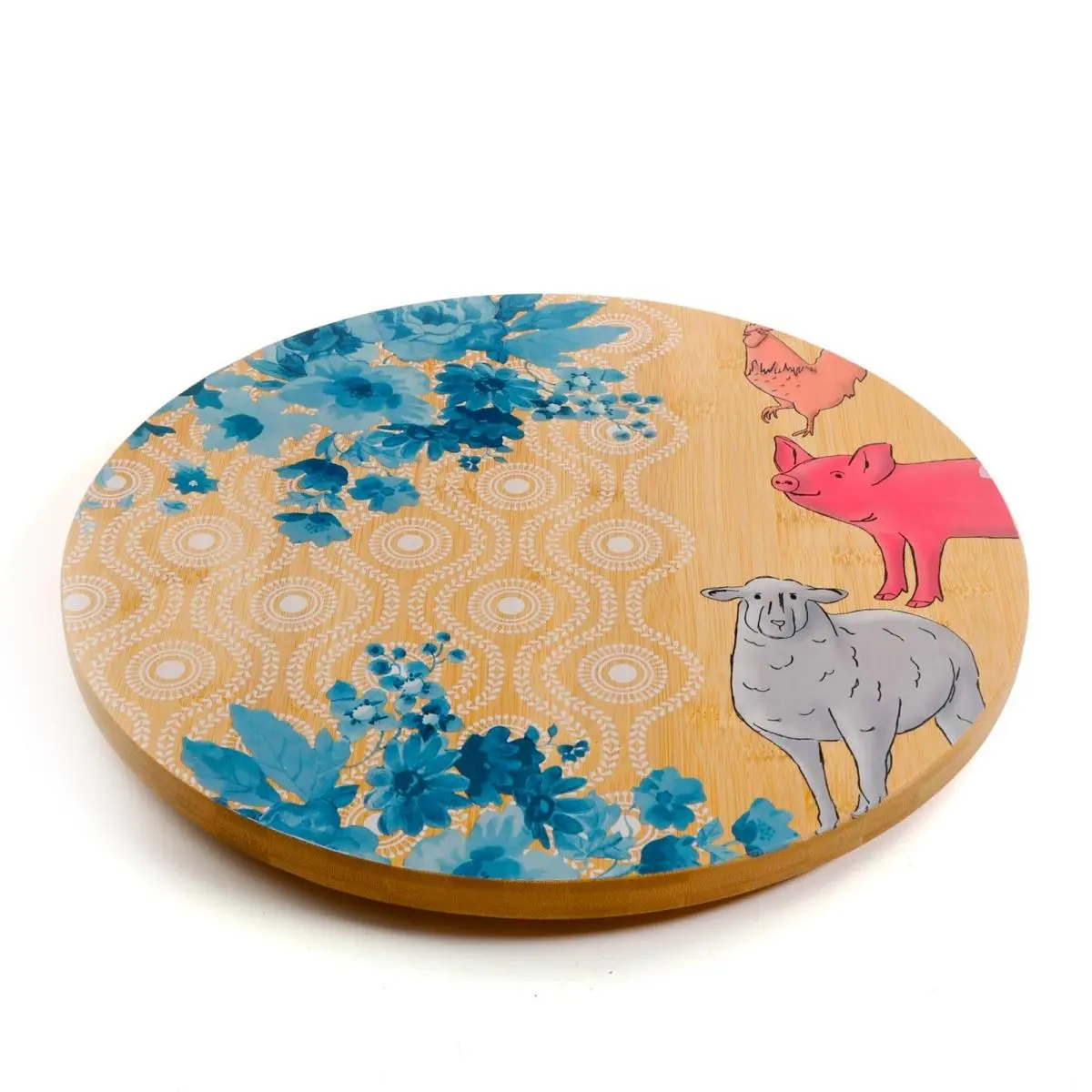 Gibson 122888.01 13 in. Urban Market Life on the Farm Lazy Susan Turntable, Bamboo