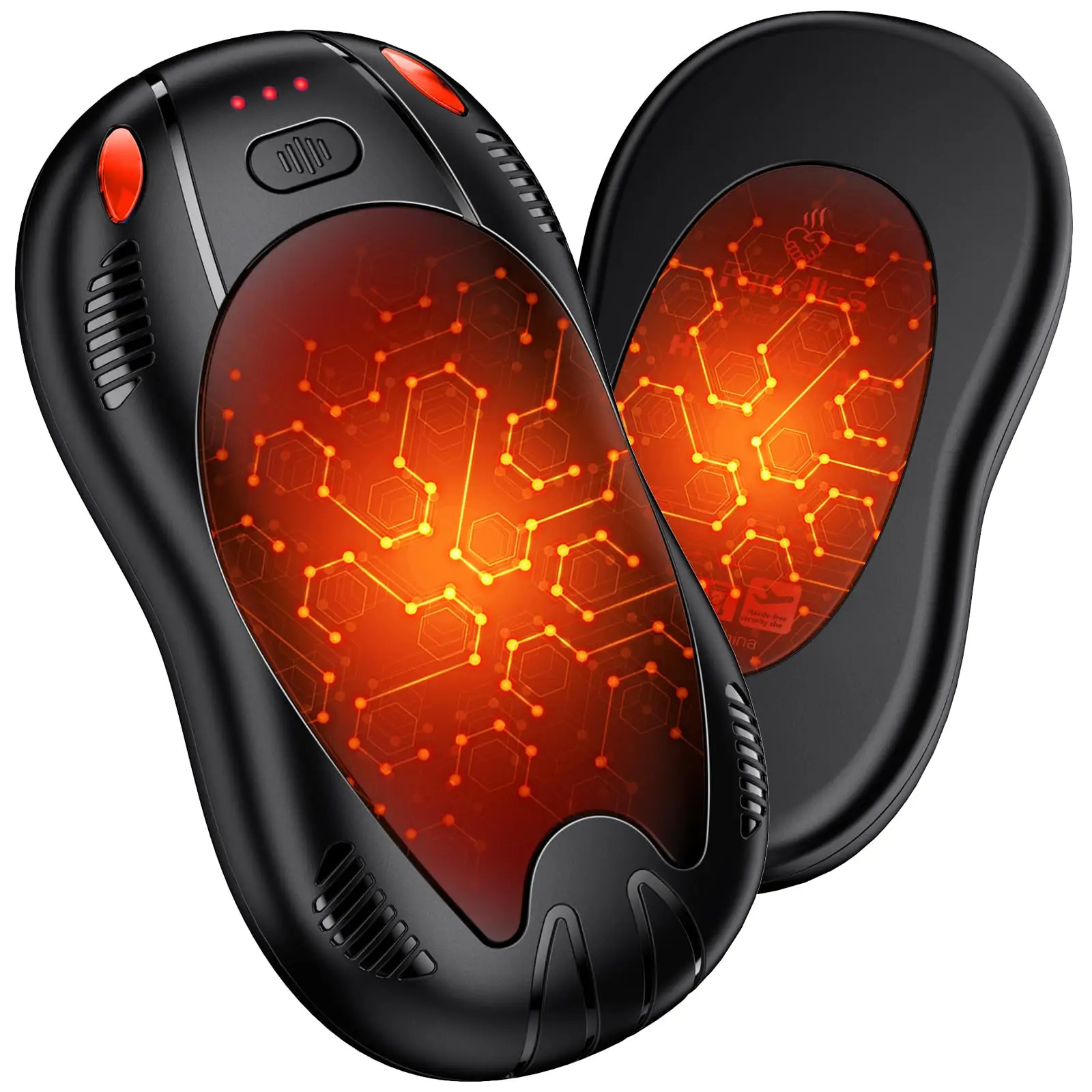 FANDLISS Rechargeable Hand Warmers 10000mAh 2 Pack with Double Side Heating 3 Levels Portable Pocket Heater for Work Outdoor Golf Hunting Gifts Warmth