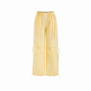 Cider Low Rise Side Striped Knotted Drawstring Straight Leg Trousers