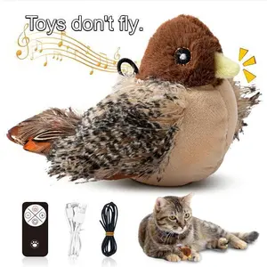 （Can't fly! Won't fly!）Cat Toys Flapping Bird,Rechargeable Flapping Bird Sparrow Cat Toy–Lifelike Chirp & Tweet, Touch Activated Interactive Kitten Exercise Toy