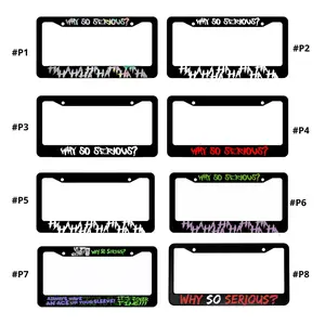Why So Serious License Plate Frame, Joker Inspired Car Tag Frame, Funny Villain Quote Auto Accessory, Black Metal Front Plate Cover Gift for Men Women Car Lovers