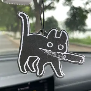 Cat Car Air Freshener, Long-Lasting Scented Paper Pendant, Aromatherapy Fragrance for Rearview Mirror & Vent, Stress Relief Accessory, Car Aroma Diffuser, Car Accessories