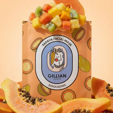 Gillian Cosmetics x elvis+elvin Sensitive Papaya Exfoliating Sheet Mask (25ml) - Gentle Exfoliant, Glycerin Formula, Mandelic Acid, Beauty Face Mask, Face Products, Evens Skin Tone & Texture, Glowing Skin, Hydrating
