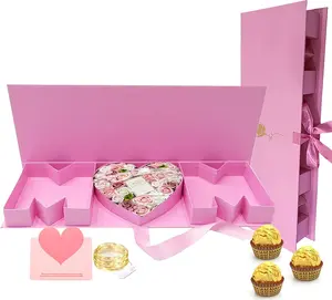 Mother's Day MOM Letter Shaped Fillable Gift Box Empty Cardboard Letter Flower Box Chocolate Strawberry Candy Jewelry Packaging for Luxury Style Flower Gift Arrangements Birthday, Pink
