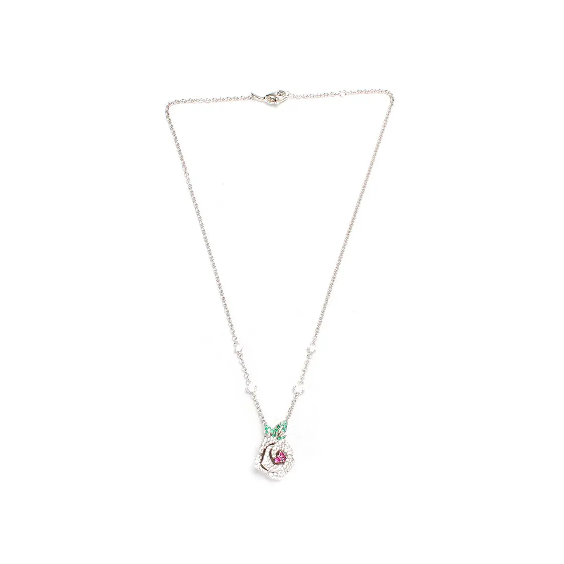 Rose Rhinestone Studded Necklace
