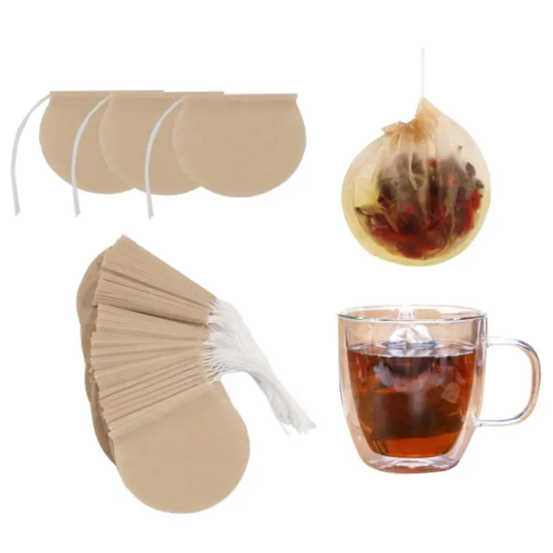 600 pcs disposable tea filter bags, circular drawstring tea bags, suitable for empty tea bags of loose leaf tea, coffee, spices, and herbs