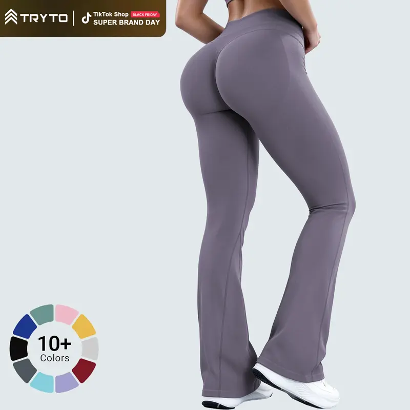 [REGULAR LENGTH] TRYTO IMPACT Flares Butt Bottoms Gymwear Workout Gym Women Butt Lifting Pants Sportswear Sports Slim Fit Tummy Control Yoga
