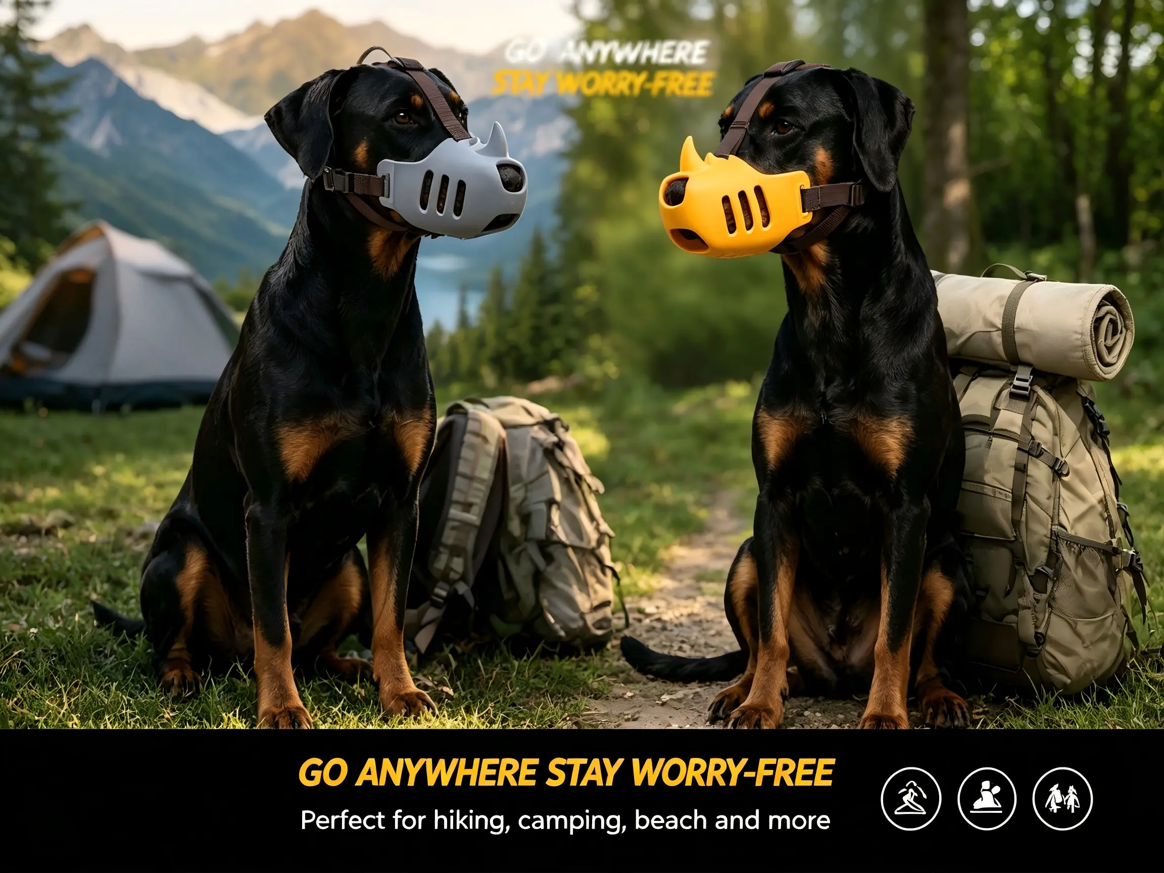 Breathable Silicone Permanent Dog Muzzle - Heavy Duty Adjustable Strap, Bite Prevention, Chew Resistant 1-Piece Mouthpiece, All Seasons Pet Training & Behavior Aid