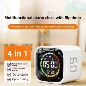 4-in-1 Cube Pomodoro Timer: Desk Focus Tool with 5/10/30/60 Min Presets, Custom Countdown, Stopwatch + 3 Alarms (Silent/Vibrate/Sound) – Ideal for Task Management, ADHD, Study & Kitchen, Black