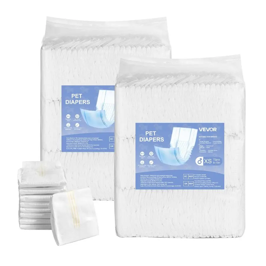 【DealsForYouDays】VEVOR Disposable Dog Diapers, Super Absorbent Female Dog Diapers, 360 Leak - Proof Female Doggy Pet Diaper with Wetness Indicator for Heat Period, Training, Incontinence - S, 144 Count (2 Packs of 72)VEVOR Super Brand Day
