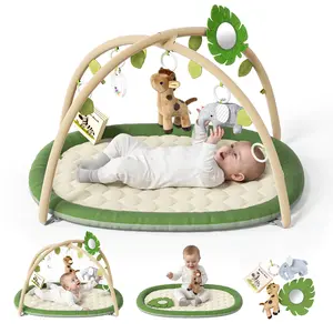 BabyBond Baby Activity Play Mat with 5 Detachable Toys, Baby Gym for Infants 0-18 Months, Tummy Time Activity Mat, Newborn Gift