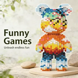 New 2026 Creative Bear Building Block Toy, Assembling Model Set with Hammer and Instructions, Home Decoration Gift, DIY Craft for All Ages, Creative Building Blocks