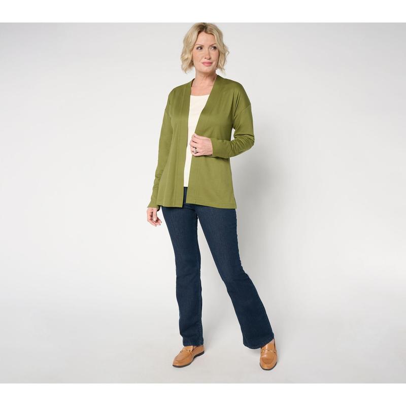 Isaac Mizrahi Live! Regular Go To Knit Open Front Cardigan