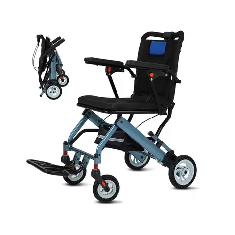 Garvee Ultra-Lightweight Folding Transport Wheelchair for Adults, 16" Wide Seat, Aircraft-Grade Aluminum Frame, Removable Reversible Armrests, Swing-Away Footrests, 8" PVC Rear Wheels with Dual Handbrakes, Durable Mobility Aid