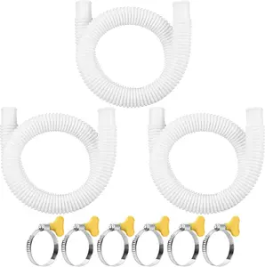 3 Packs 1.25" Diameter 41 Inches Length Pool Pump Replacement Hose, Swimming Pool Hose for Above Ground Pools with 6 Pcs Hose Clamps