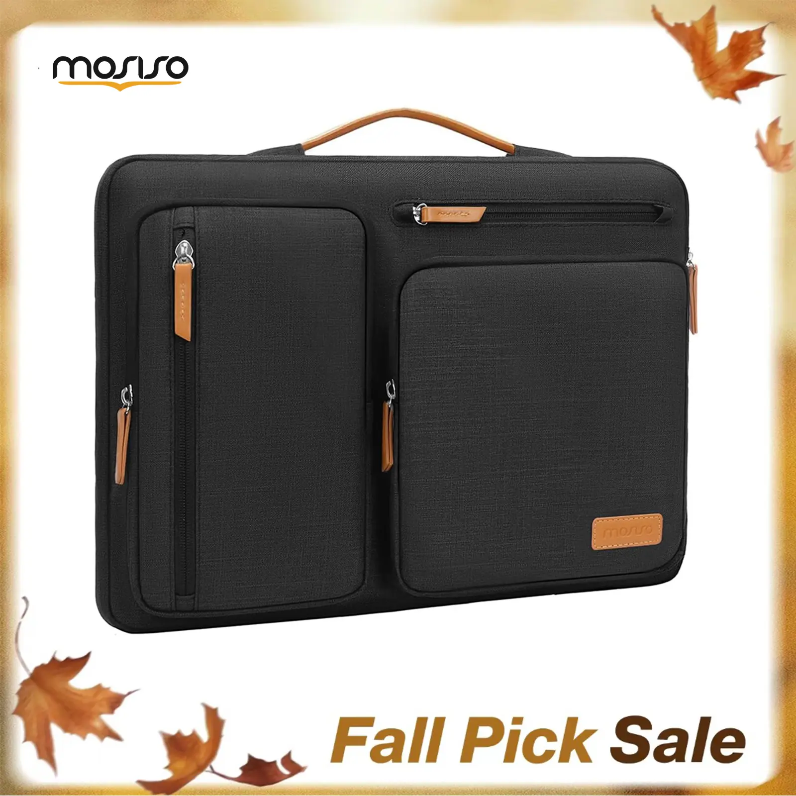 【Limited-Time Sale】MOSISO 13-17.3 inch 360° Protective Laptop Case | Shockproof Slim Sleeve with Handle, 4 Zipper Pockets & Side Opening | Compatible with MacBook Air/Pro, Dell XPS, HP, Lenovo, Acer | For Work, Travel, Commute,Office,Business trip, Polyes