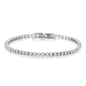 2.5mm Single Row Full Diamond Crystal Women's Bracelet Stacked wristband