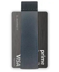 Modern Carry Quick Draw Minimalist Wallet for Men & Women, Elastic Band Minimal Credit Card Holder with Leather Tab, Card Grabber for Long Nails, Money Clip Alternative (Black) (Gray)