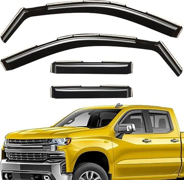 In-Channel Window Deflectors for Chevy Silverado 1500 2019-2026 Double Cab, 4PCS Extra-Durable Rain Guards, Vent Visors, Wind Deflectors, Exterior Truck Accessories - AG0023