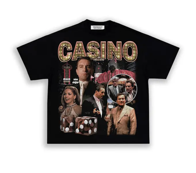 Vintage "Casino" Movie T-shirt, Robert De Niro Retro Gangster Film Merch, Fashion Cotton, Full Colors, Full Sizes, For Men, For Women