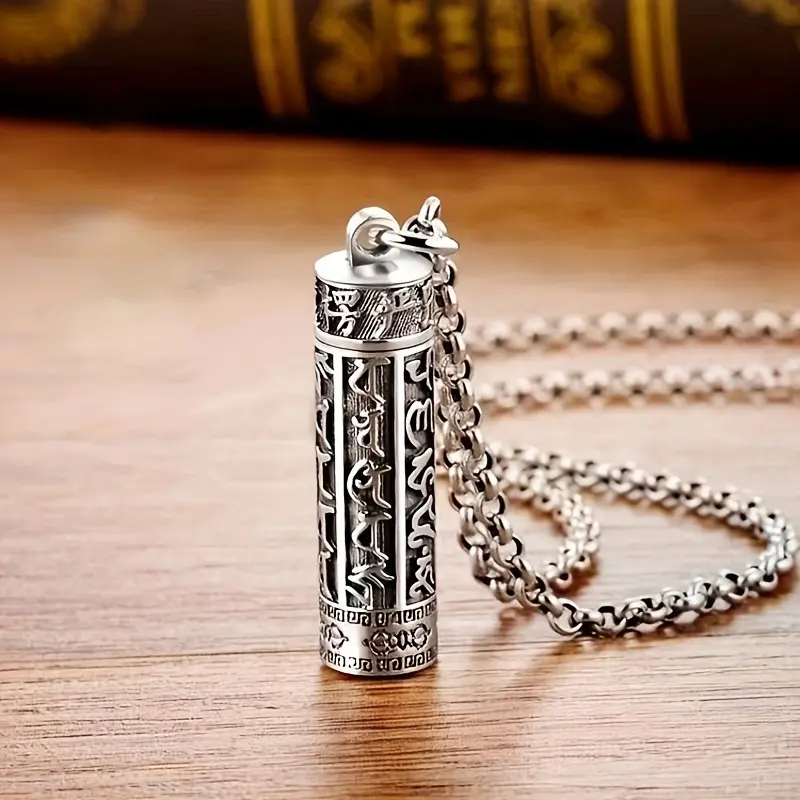 Six-character Mantra Pendant Can Be Opened Put Scriptures Paper Strips Hair Urn Portable Necklaces For Men And Women Shurangama Mantra Pendant Souvenir Auspicious Accessories