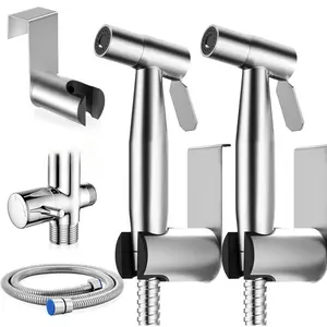 Handheld Toilet Bidet Sprayer for -Adjustable Water Pressure Control with Bidet Hose for Feminine Wash, Fits US Standard 7/8" Toilet，Stainless Steel Brushed Nickel Faucet Cloth Diaper for  o bidet spra stainless yer kit bidet sprayer kit modern baby