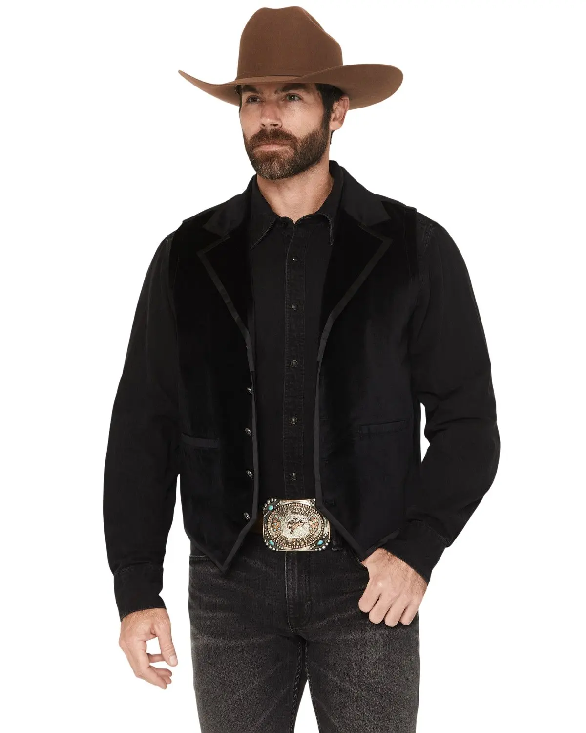 Moonshine Spirit Men's Single Breasted Velvet Vest - Msho25v2-Blk