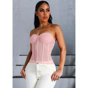 Sweetheart Neckline Corset Top Light Pink
