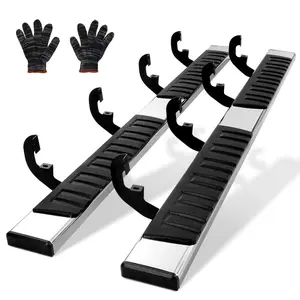 VEVOR Running Boards, 6 Step Bars Compatible with 2019-2023 Chevy Silverado/GMC Sierra 1500/2020-2024 Silverado/Sierra 2500/3500HD Crew Cab, 201 Stainless Steel Side Steps Nerf Bars, 500LBS, 2 Piece