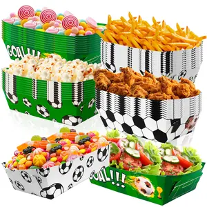 Soccer Birthday Serving Tray, 36pcs Soccer Paper Trays/Soccer Snack Tray/Soccer Party Food Trays, Soccer Party Nachos Food Boats for Soccer Party Favors, Soccer Birthday Party Decorations.