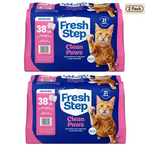 Fresh Step Cat Litter, 2 pack, 38 Lb, Multi Cat Litter, Odor Control Litter, Clean Paws Formula, Tight Clumping Cat Litter, cat care, fresh litter, litter formula, litter sand, cat hygiene, odor fighting