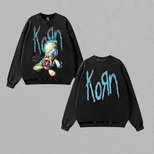 [$$$ROCKLIFE] Korn Band SoS Dolls Retro Unisex Acid Washed Sweatshirts, T-Shirt – Korn Band 2025 Tour Merch, 90s Nu-metal Rock Band Heavyweight Cotton Washed Sweatshirts, T-Shirt, Oversized Vintage Tee, Dark-Aesthetic Merch for Rock Fans