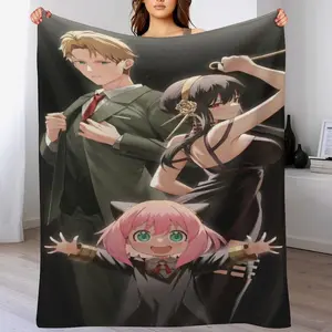 Spy x Family Forger Family Blanket, Anya Loid Yor Throw Blanket, Anime Spy Family Cozy Fleece Blanket, Anime Fan Home Decor, Spy x Family Character Bedding