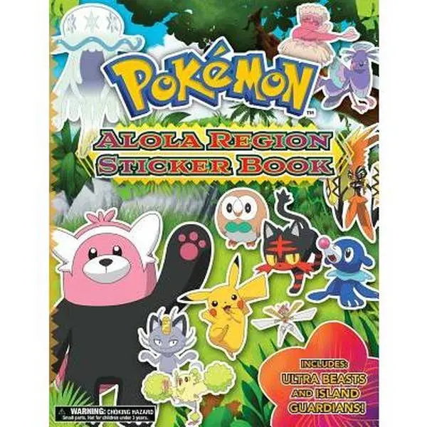 Pokémon Alola Region Sticker Book - The Pokemon Company International, Paperback Children's Literature & Art Book for Children, English Version with Beach & Jungle Themes, Includes Ultra Beasts and Island Guardians