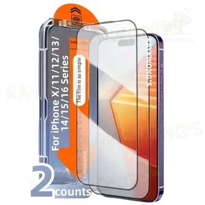 KAYKWONG'S Tempered Glass Phone Screen Protector, 2 Counts Anti-spy Phone Screen Protective Film with Installation Tools, Phone Accessories for iPhone 11 12 13 14 15 16 17 Series, Cover
