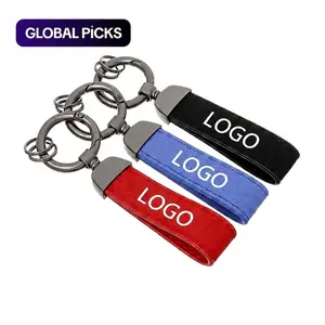 Suede Car Keychain Multiple Styles/No Logo Simple Design Quality Metal Rings in Red Black and Blue Colors Perfect Accessory for Car Enthusiasts Leather Leather