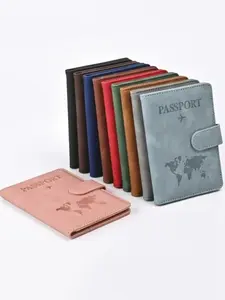 Travel Passport Cover Protective Cover PU Leather Men's and Women's Ticket Holder With Credit Card Protective Cover Passport Wallet