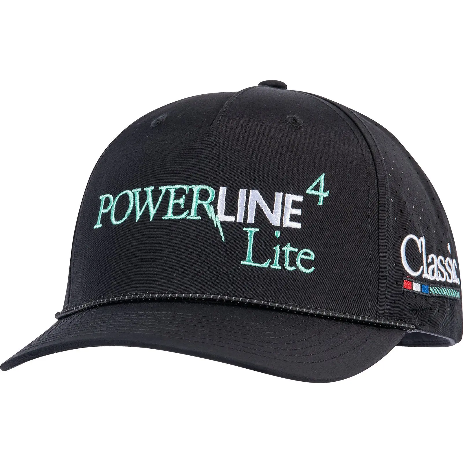 Classic Ropes Black Performance Snapback Cap with Powerline Lite Embroidered Logo
