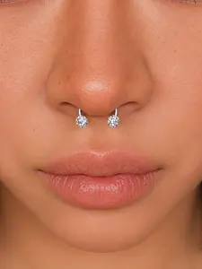 Nose Ring with Crystal Ball Ends – Elegant Septum Jewelry for Women, Trendy Piercing Accessory, Hypoallergenic & Fashionable Daily Wear"