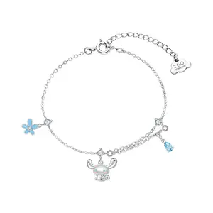Sanrio Cinnamoroll Snowflake Bracelet Holiday Edition with Blue Flower Charm and Sparkling Details Unisex Jewelry for Festive Occasions